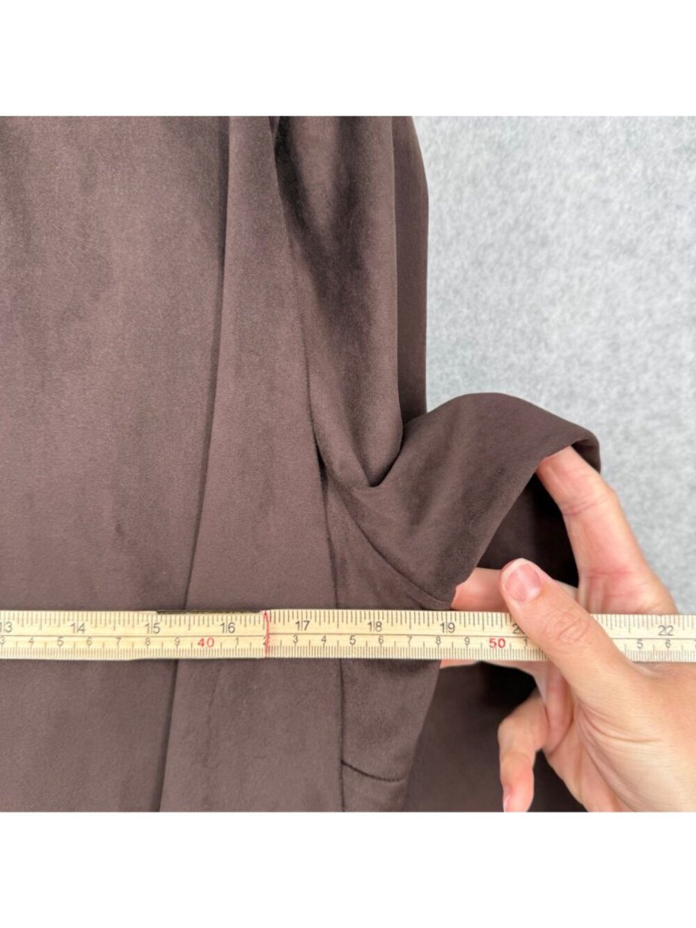 Soft Surroundings Robin Open Front Cardigan Jacket Size S Brown Faux Suede - Picture 10 of 10